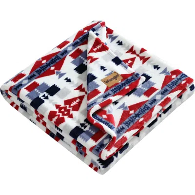 Wrangler Nolan Soft Plush Fleece Throw In Blue
