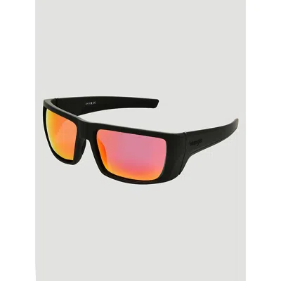 Wrangler Orange Lens Wrap Sunglasses In Orange In Black