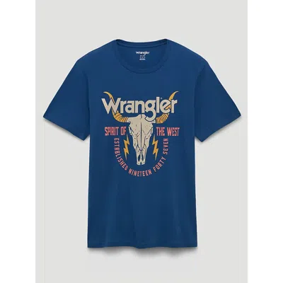Wrangler Pixelated Spirit Graphic T-shirt In Dark Denim In Blue