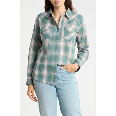 Wrangler Plaid Long Sleeve Western Shirt In Multi