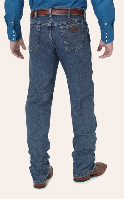 Wrangler Premium Performance Men's Mid Tint Stonewash Cowboy Cut Advanced Comfort Jeans In Blue