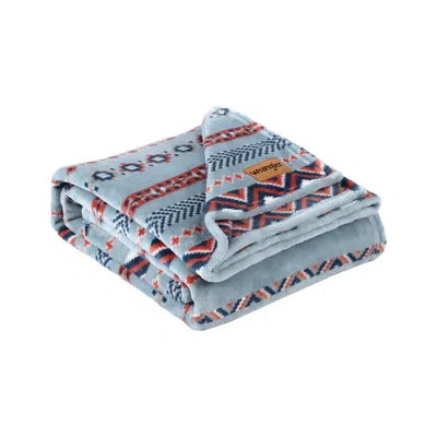 Wrangler Printed Ultra Soft Plush Fleece Throw Blanket In Blue