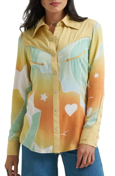 Wrangler Printed Western Shirt In Yellow