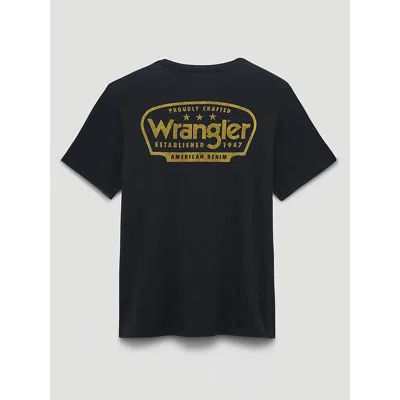 Wrangler Proudly Crafted Logo Back Graphic T-shirt In Washed Black