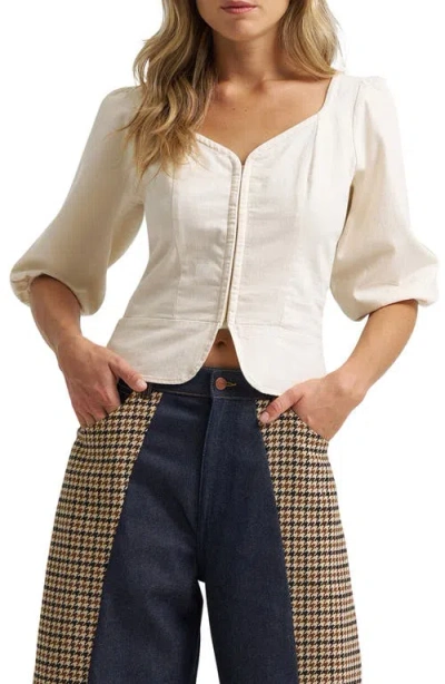 Wrangler Puff Sleeve Corset Top In Egret