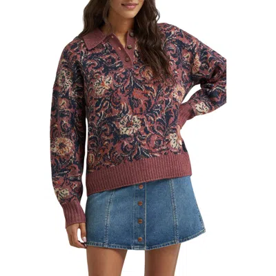 Wrangler Ranch Floral Polo Sweater In Mystic Floral