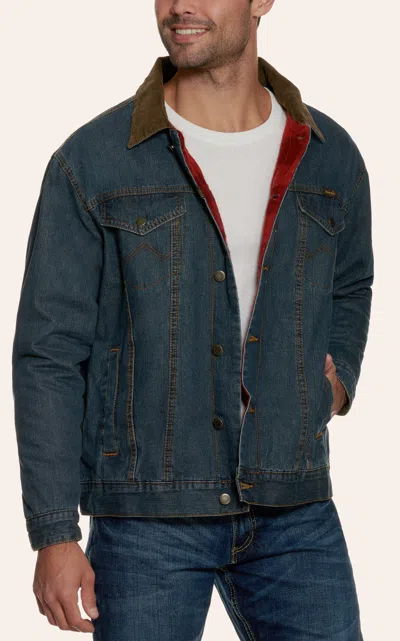 Wrangler Red Blanket Lined Denim Jacket In Blue