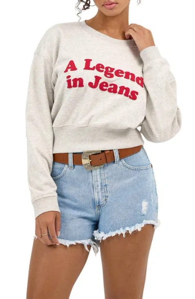 Wrangler Relaxed Appliqué Crop Sweatshirt In Oat