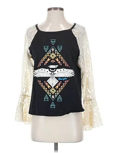 Pre-owned Wrangler Retro 3/4 Sleeve Top Black Cold Shoulder Neckline Tops