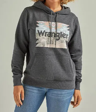 Wrangler Retro Logo Hoodie In Jet Black In Gray