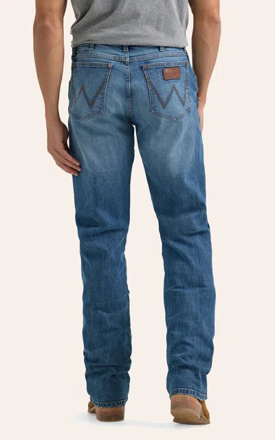Wrangler Retro Men's 77 Harris Medium Wash Slim Bootcut Jeans In Blue