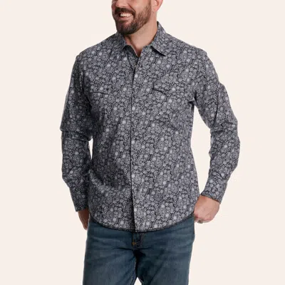 Wrangler Retro Men's Black & Gray Paisley Print Western Shirt In Blue