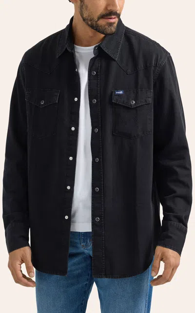 Wrangler Retro Men's Black Denim Western Shirt