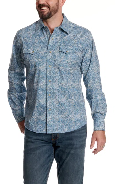 Wrangler Retro Men's Blue Paisley Print Western Shirt In Multi