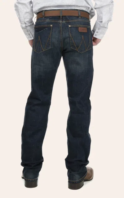 Wrangler Retro Men's Bozeman Dark Wash Slim Fit Straight Leg Jeans In Blue
