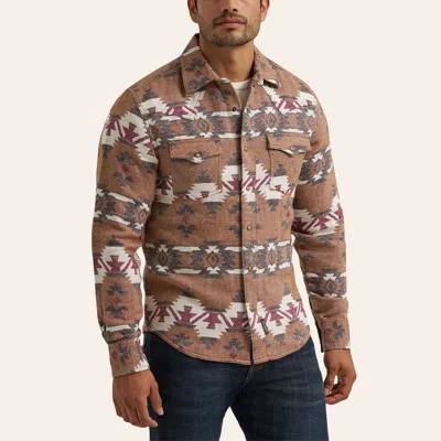 Wrangler Men's  Retro® Premium Western Snap Jacquard Shirt In Brown Arrowhead