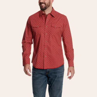 Wrangler Retro Men's Red Geo Print Western Shirt In Brown