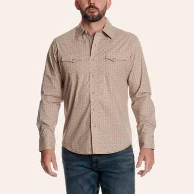Wrangler Retro Men's Tan Geo Print Western Shirt In Brown