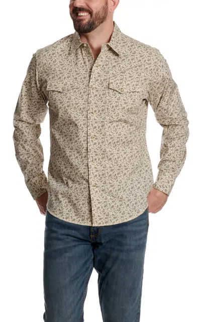 Wrangler Retro Men's Tan Paisley Print Western Shirt In Gray