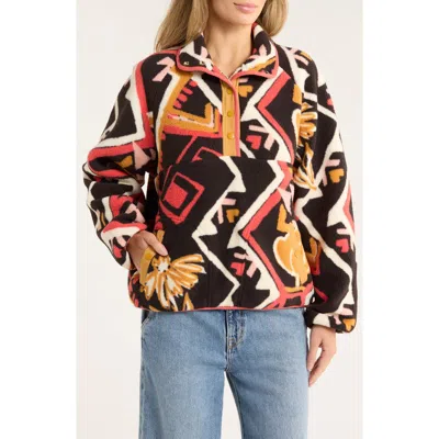 Wrangler Retro Punchy Half Snap Faux Shearling Pullover In Multi