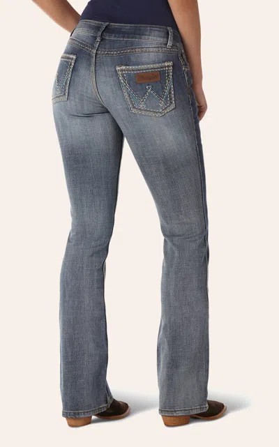 Wrangler Retro Sadie Women's Dark Wash Low Rise Boot Cut Jeans In Blue