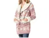 Wrangler Retro Southwest Print Sherpa Shawl Collar Coat In Rosa Pink In Multi