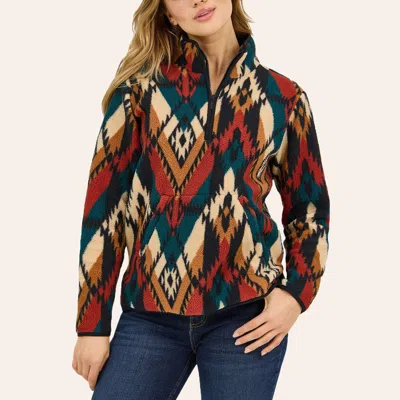 Wrangler Retro Women's Aztec Print Sherpa Pullover In Multi