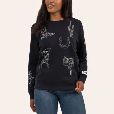 Wrangler Retro Women's Black Western Embroidered Sweatshirt