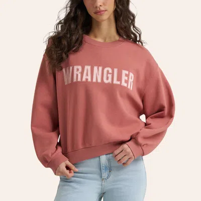 Wrangler Retro Women's Logo Canyon Russet Embroidered Sweatshirt In Pink