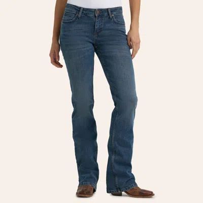 Wrangler Retro Women's Mae Adelyn Mid Rise Bootcut Jeans In Dark Stonewash