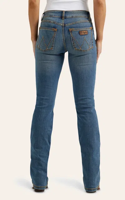 Wrangler Retro Women's Mae Deadwood Medium Wash Mid Rise Boot Cut Jeans In Blue