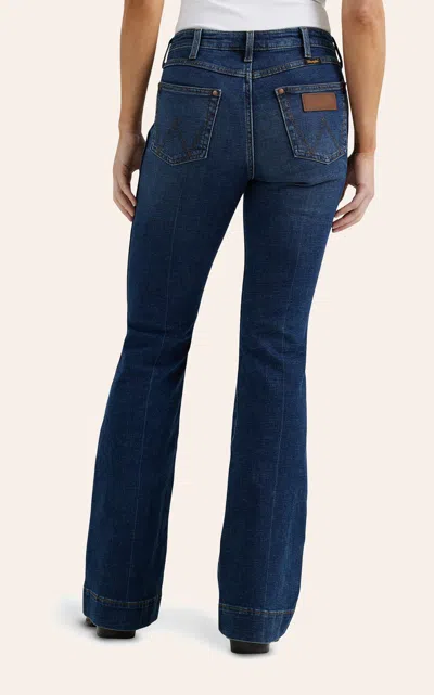 Wrangler Retro Women's Medium Wash High Rise Trouser Leg Jeans In Blue
