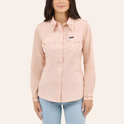 Wrangler Retro Women's Pink Embroidered Long Sleeve Pearl Snap Western Shirt
