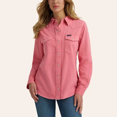 Wrangler Retro Women's Pink Long Sleeve Pearl Snap Western Shirt
