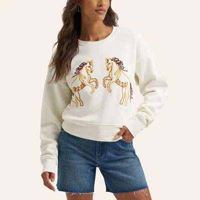 Wrangler Retro Women's White Horse Embroidered Sweatshirt