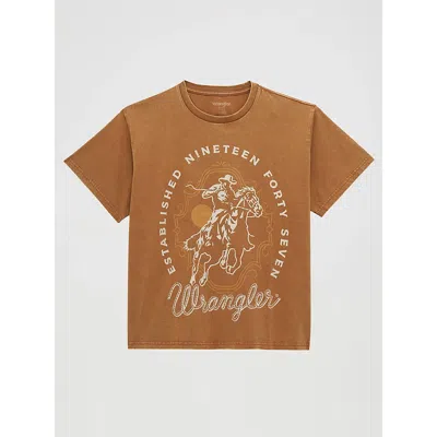Wrangler Rider Girlfriend Graphic Tee In Argan Oil In Brown