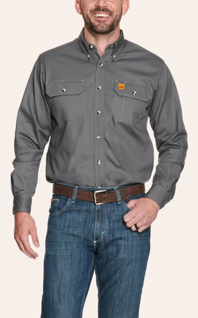 Wrangler Riggs By  Men's Gray Fr Work Shirt In Blue
