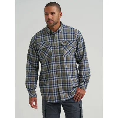 Wrangler ® Riggs Workwear® Flannel Foreman Plaid Work Shirt In Field Olive In Green