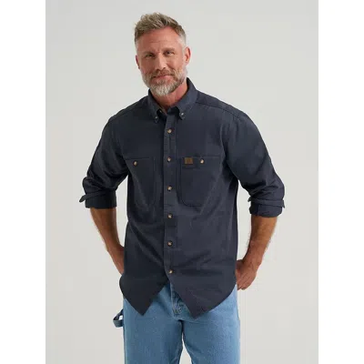 Wrangler ® Riggs Workwear® Long Sleeve Button Down Solid Twill Work Shirt In Navy In Blue