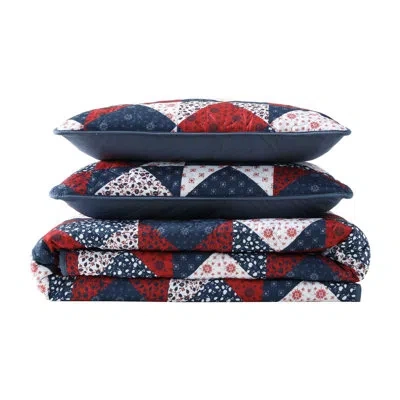 Wrangler Rodeo Patchwork Reversible Blue Quilt Set In Blue;red