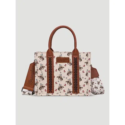 Wrangler Rodeo Print Mini Tote In Tan In Brown