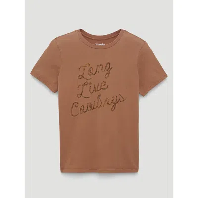 Wrangler Rope Long Live Cowboys Reg Fit Graphic Tee In Rawhide In Brown