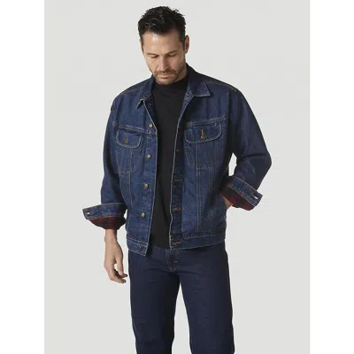 Wrangler Rugged Wear® Flannel Lined Denim Jacket In Antique Navy In Blue