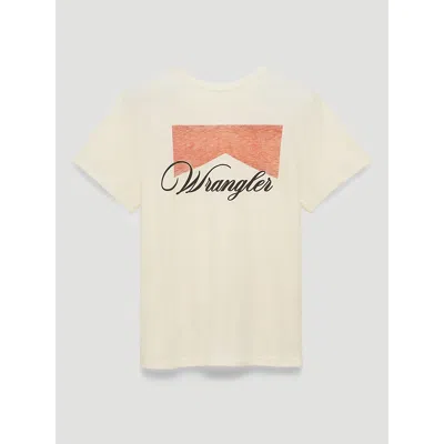 Wrangler Script Logo Reg Fit Back Graphic Tee In Antique White In Neutral