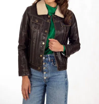 Wrangler Sherpa-lined Faux-leather Jacket In Brown