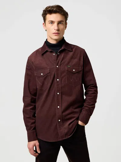 Wrangler Shirts Man  112371428 Western Cord Mahogany In Brown