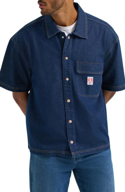 Wrangler Short Sleeve Denim Overshirt In Blue