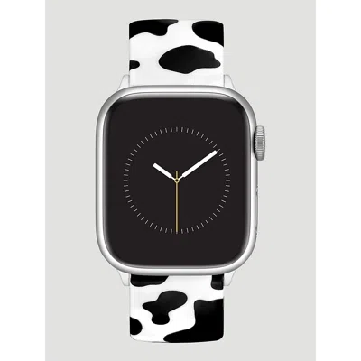 Wrangler Silicone Cow Print Universal Watchband In Black/white