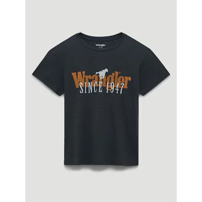 Wrangler Since 1947 Overlap Retro Reg Graphic Tee In Washed Black