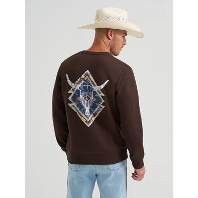 Wrangler Skull Steer Graphic Fleece Sweatshirt In Mole Brown